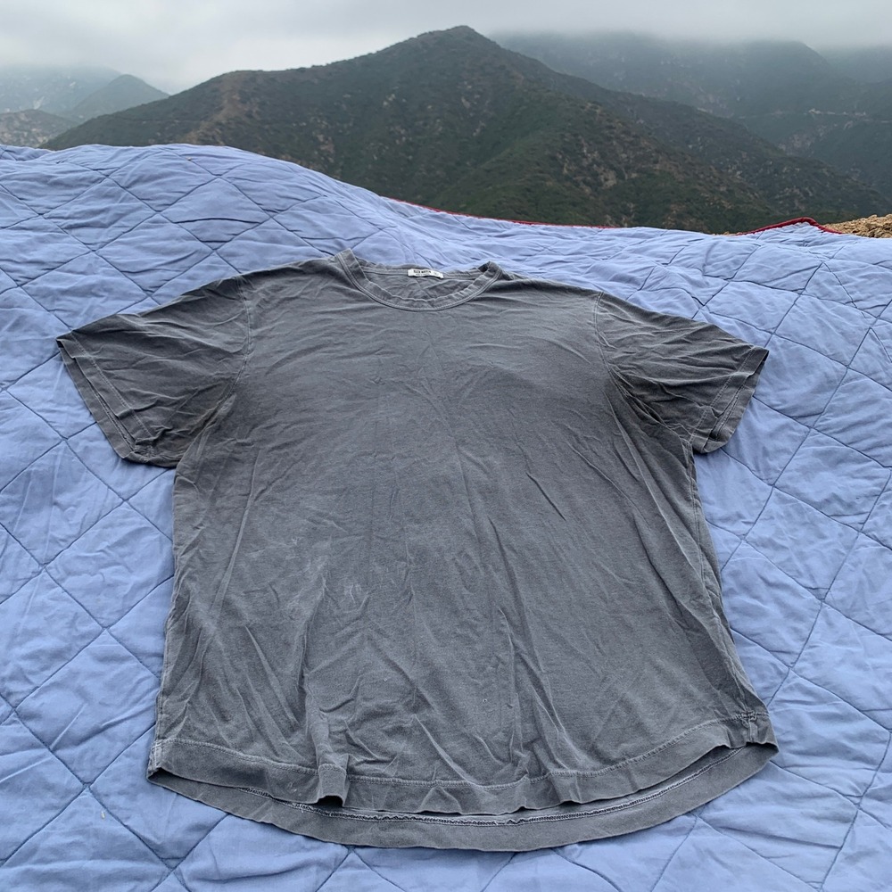Buck Mason Pima cotton curved hem t-shirt in faded gray - made USA - size XL
